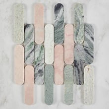 Isiah Honed Pink & Green Tic Tac Marble Mosaic Tile